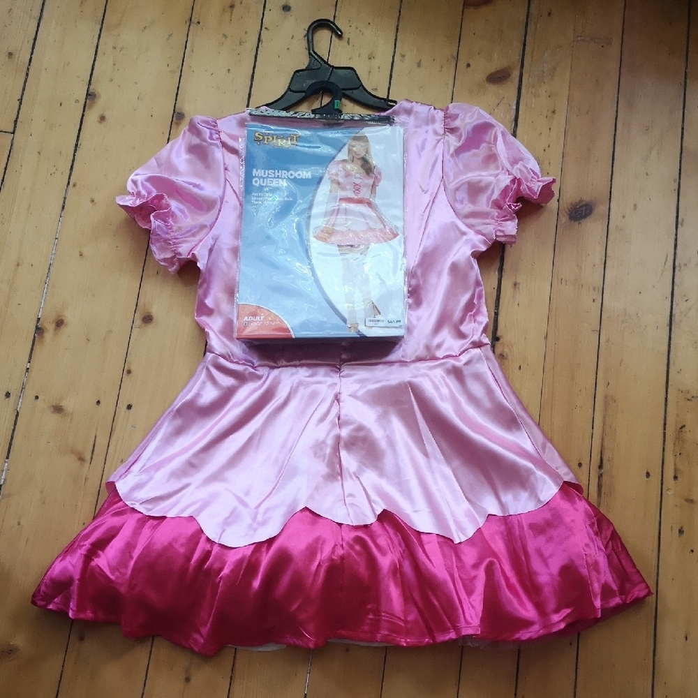 Pink Mushroom Queen (Princess Peach) Spirit Halloween Costume, Large 12-14